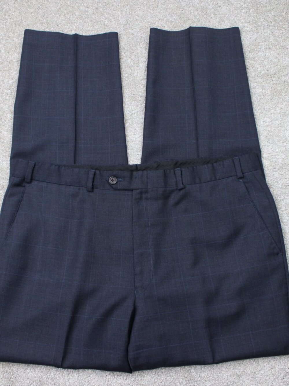 LAUREN Ralph Lauren  Pants Mens 38x32 Blue Check 100% Wool Flat Front Straight‎